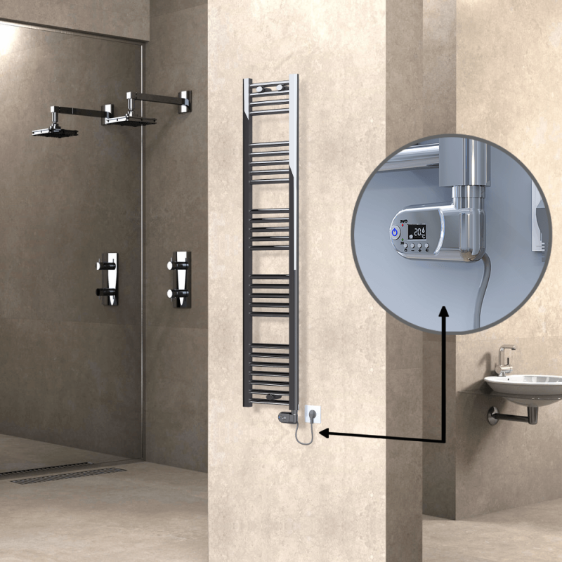 HAITI Elektrikli Havlupan 300x1500 Düz Krom (Thesis Termostat) 300W - 1HAI03001500DK1PE2030