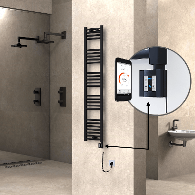 Radiva - HAITI Elektrikli Havlupan 300x1500 Düz Siyah (KTX4 Termostat) 600W Spiral Kablolu (1)