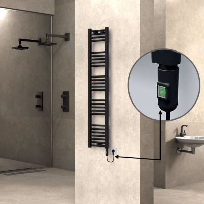 Radiva - HAITI Elektrikli Havlupan 300x1500 Düz Siyah (On/Off Düğmeli) 600W (1)