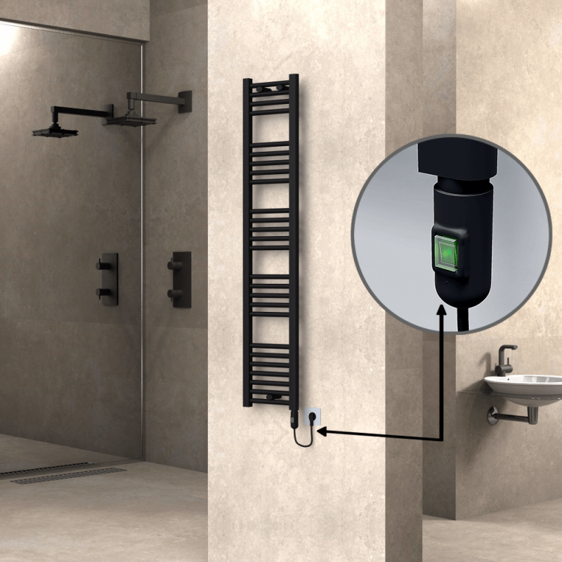 HAITI Elektrikli Havlupan 300x1500 Düz Siyah (On/Off Düğmeli) 600W - 1HAI03001500DB3ME1060