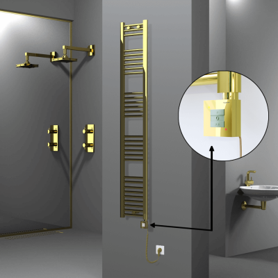 Radiva - HAITI Elektrikli Havlupan 300x1800 Düz Altın (KTX1 Termostat) 300W Spiral Kablolu