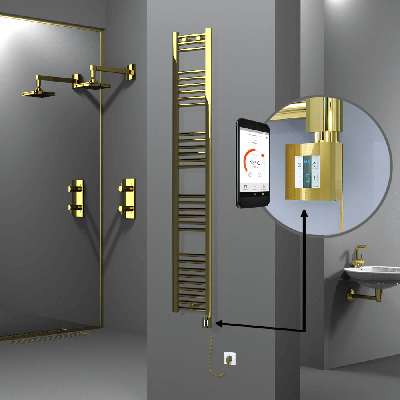 Radiva - HAITI Elektrikli Havlupan 300x1800 Düz Altın (KTX4 Termostat) 300W Spiral Kablolu