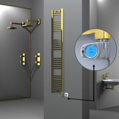 Radiva - HAITI Elektrikli Havlupan 300x1800 Düz Altın (Musa Termostat) 300W