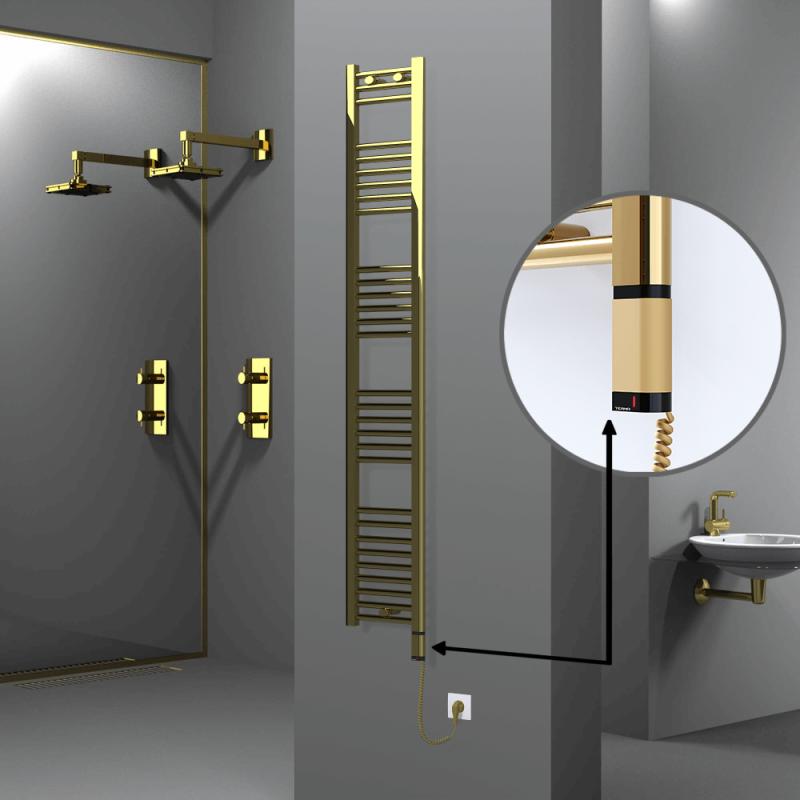 HAITI Elektrikli Havlupan 300x1800 Düz Altın (OneD On/Off ) Sağ 300W - 1HAI03001800DK2PE8030