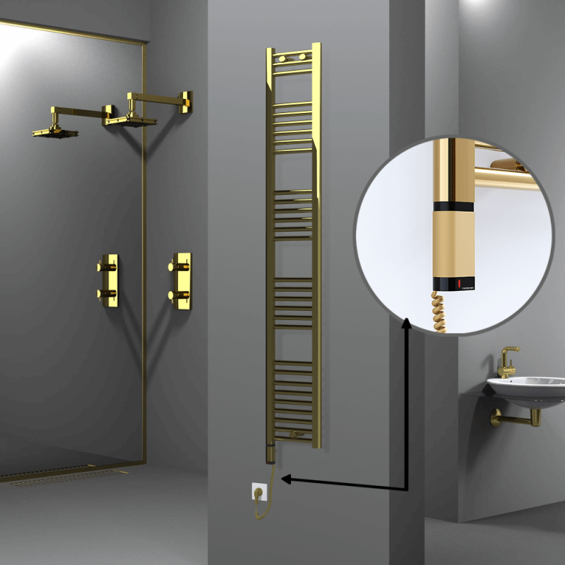 HAITI Elektrikli Havlupan 300x1800 Düz Altın (OneD On/Off ) Sol 300W - 1HAI03001800DK2PE9030