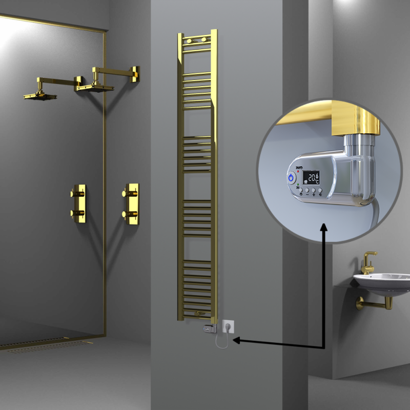 HAITI Elektrikli Havlupan 300x1800 Düz Altın (Thesis Termostat) 300W - 1HAI03001800DK2PE2030