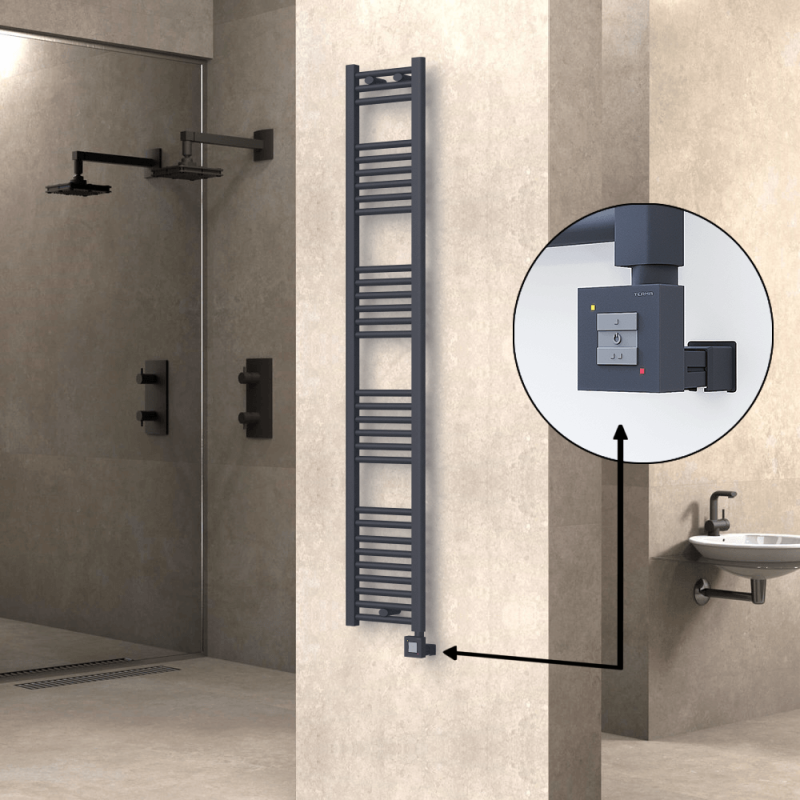 HAITI Elektrikli Havlupan 300x1800 Düz Antrasit (KTX1 Termostat) 600W - 1HAI03001800DB2TEB060