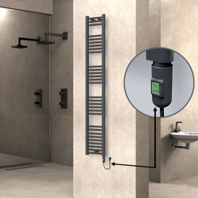 Radiva - HAITI Elektrikli Havlupan 300x1800 Düz Antrasit (On/Off Düğmeli) 600W (1)