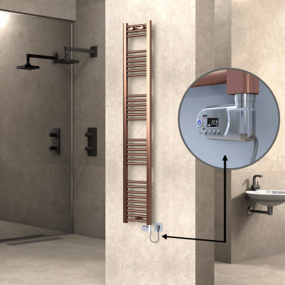  - HAITI Elektrikli Havlupan 300x1800 Düz Bakır Eskitme (Thesis Termostat) 300W