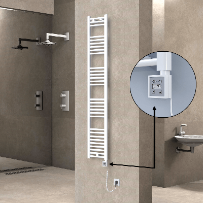  - HAITI Elektrikli Havlupan 300x1800 Düz Beyaz (KTX3 Termostat) 600W Spiral Kablolu