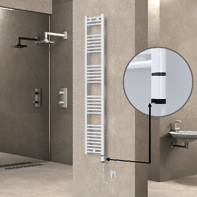 Radiva - HAITI Elektrikli Havlupan 300x1800 Düz Beyaz (OneD On/Off ) Sağ 600W