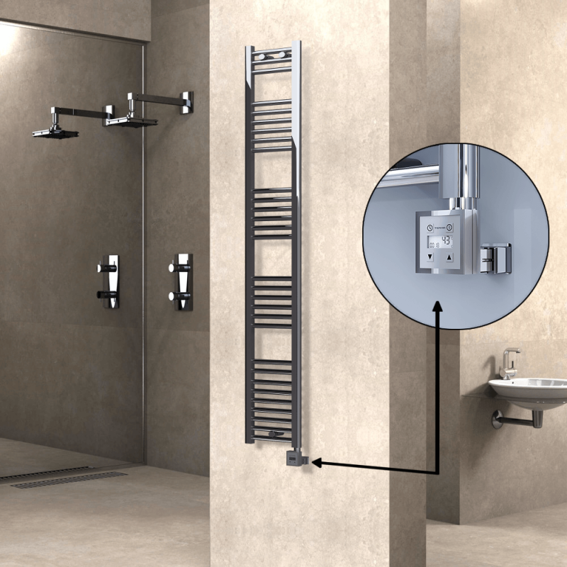 HAITI Elektrikli Havlupan 300x1800 Düz Krom (KTX3 Termostat) 300W - 1HAI03001800DK1PE7030