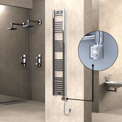 Radiva - HAITI Elektrikli Havlupan 300x1800 Düz Krom (KTX3 Termostat) 300W Spiral Kablolu (1)