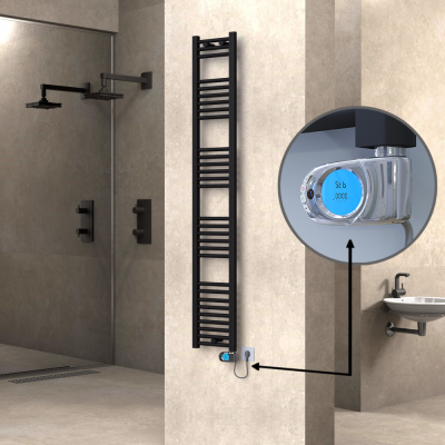 Radiva - HAITI Elektrikli Havlupan 300x1800 Düz Siyah (Musa Termostat) 600W (1)