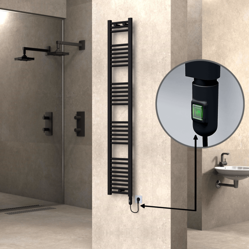 HAITI Elektrikli Havlupan 300x1800 Düz Siyah (On/Off Düğmeli) 600W - 1HAI03001800DB3ME1060