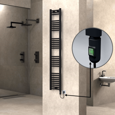 Radiva - HAITI Elektrikli Havlupan 300x1800 Düz Siyah (On/Off Düğmeli) 600W (1)