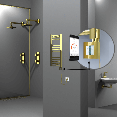 Radiva - HAITI Elektrikli Havlupan 300x700 Düz Altın (KTX4 Termostat) 200W Spiral Kablolu