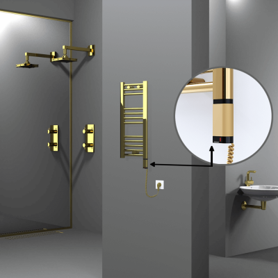 Radiva - HAITI Elektrikli Havlupan 300x700 Düz Altın (OneD On/Off ) Sağ 200W