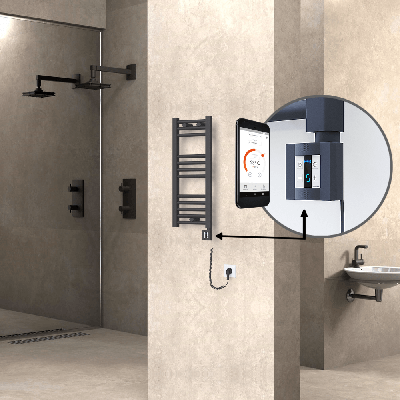 Radiva - HAITI Elektrikli Havlupan 300x700 Düz Antrasit (KTX4 Termostat) 200W Spiral Kablolu