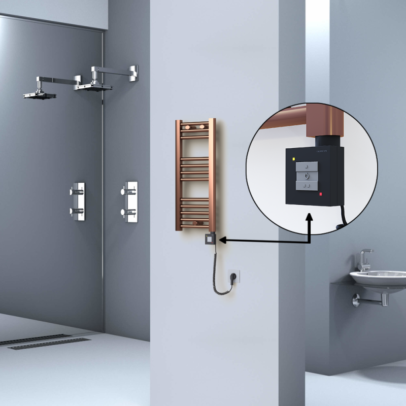 HAITI Elektrikli Havlupan 300x700 Düz Bakır Eskitme (KTX1 Termostat) 200W Spiral Kablolu - 1HAI03000700DK3PEB020-K