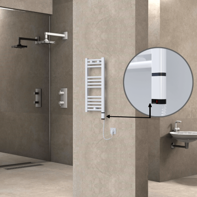 Radiva - HAITI Elektrikli Havlupan 300x700 Düz Beyaz (OneD On/Off ) Sağ 200W