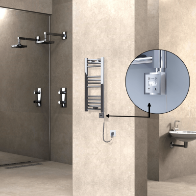 HAITI Elektrikli Havlupan 300x700 Düz Krom (KTX3 Termostat) 200W Spiral Kablolu - Thumbnail 1HAI03000700DK1PE7020-K