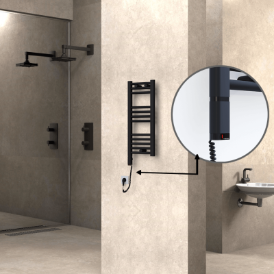 HAITI Elektrikli Havlupan 300x700 Düz Siyah (OneD On/Off ) Sol 200W - Thumbnail 1HAI03000700DB3ME9020