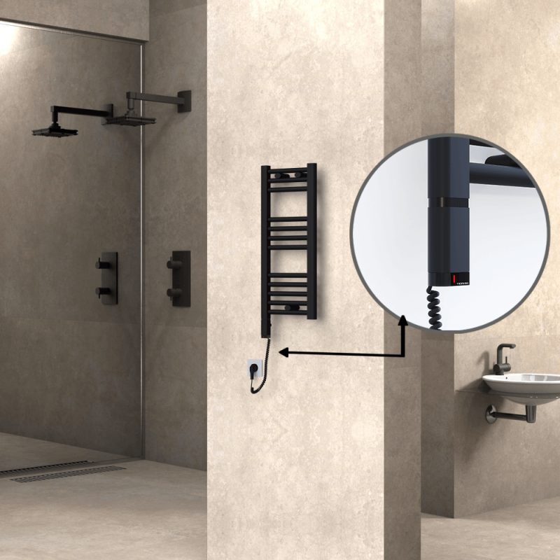 HAITI Elektrikli Havlupan 300x700 Düz Siyah (OneD On/Off ) Sol 200W - 1HAI03000700DB3ME9020