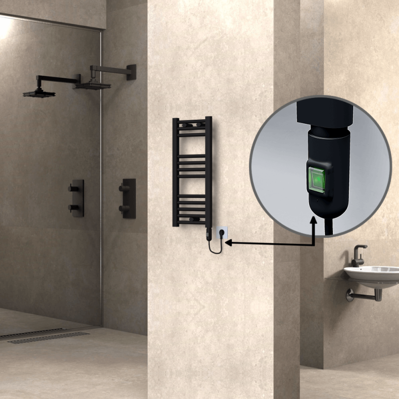 HAITI Elektrikli Havlupan 300x700 Düz Siyah (On/Off Düğmeli) 200W - 1HAI03000700DB3ME1020