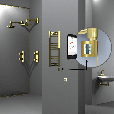 Radiva - HAITI Elektrikli Havlupan 300x800 Düz Altın (KTX4 Termostat) 200W Spiral Kablolu