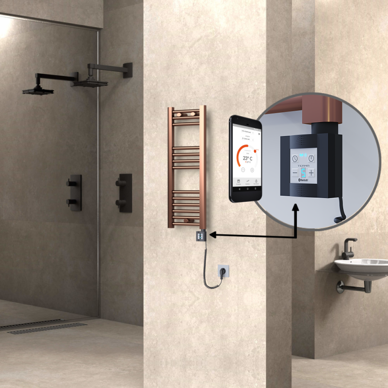 HAITI Elektrikli Havlupan 300x800 Düz Bakır Eskitme (KTX4 Termostat) 200W Spiral Kablolu - 1HAI03000800DK3PEC020-K