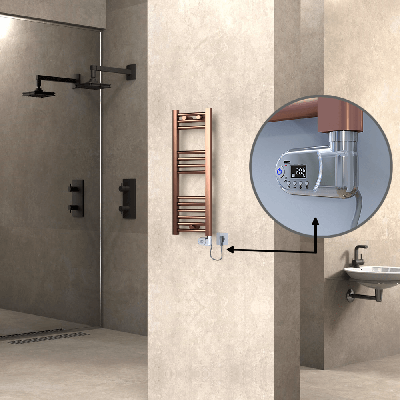  - HAITI Elektrikli Havlupan 300x800 Düz Bakır Eskitme (Thesis Termostat) 200W