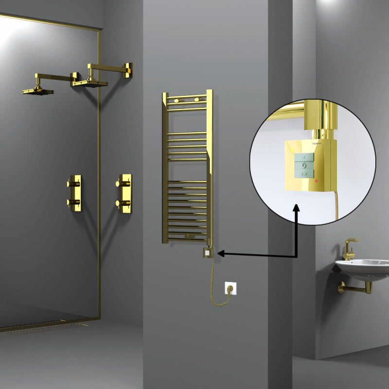 HAITI Elektrikli Havlupan 400x1000 Düz Altın (KTX1 Termostat) 200W Spiral Kablolu - 1HAI04001000DK2PEB020-K