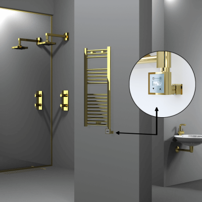 Radiva - HAITI Elektrikli Havlupan 400x1000 Düz Altın (KTX3 Termostat) 200W