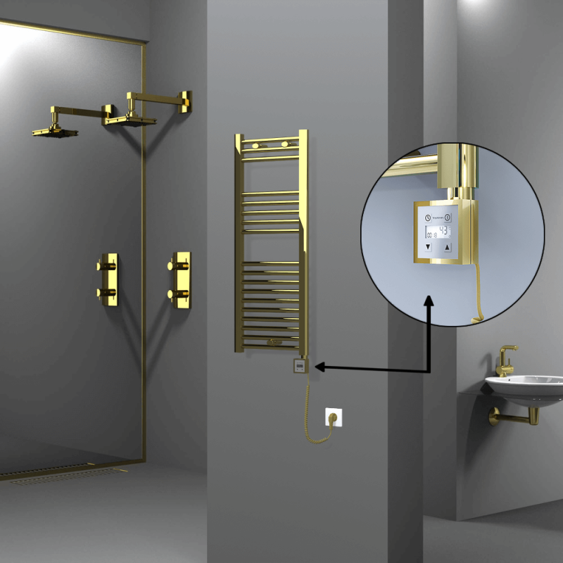 HAITI Elektrikli Havlupan 400x1000 Düz Altın (KTX3 Termostat) 200W Spiral Kablolu - 1HAI04001000DK2PE7020-K