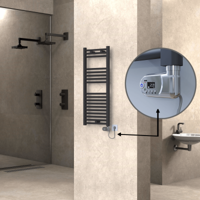 Radiva - HAITI Elektrikli Havlupan 400x1000 Düz Antrasit (Thesis Termostat) 300W (1)