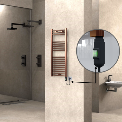  - HAITI Elektrikli Havlupan 400x1000 Düz Bakır Eskitme (On/Off Düğmeli) 200W