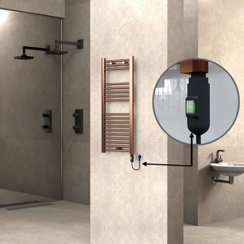 HAITI Elektrikli Havlupan 400x1000 Düz Bakır Eskitme (On/Off Düğmeli) 200W - 1HAI04001000DK3PE1020