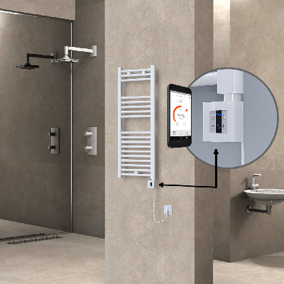  - HAITI Elektrikli Havlupan 400x1000 Düz Beyaz (KTX4 Termostat) 300W Spiral Kablolu (1)