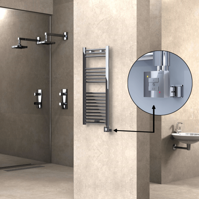 HAITI Elektrikli Havlupan 400x1000 Düz Krom (KTX1 Termostat) 200W - 1HAI04001000DK1PEB020