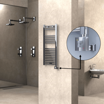  - HAITI Elektrikli Havlupan 400x1000 Düz Krom (KTX1 Termostat) 200W