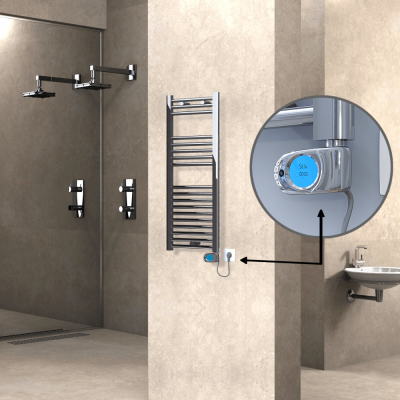 Radiva - HAITI Elektrikli Havlupan 400x1000 Düz Krom (Musa Termostat) 200W (1)