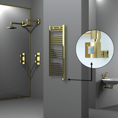 Radiva - HAITI Elektrikli Havlupan 400x1100 Düz Altın (KTX1 Termostat) 300W