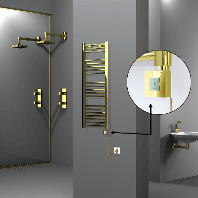 Radiva - HAITI Elektrikli Havlupan 400x1100 Düz Altın (KTX1 Termostat) 300W Spiral Kablolu