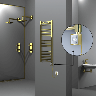 Radiva - HAITI Elektrikli Havlupan 400x1100 Düz Altın (KTX3 Termostat) 300W Spiral Kablolu (1)