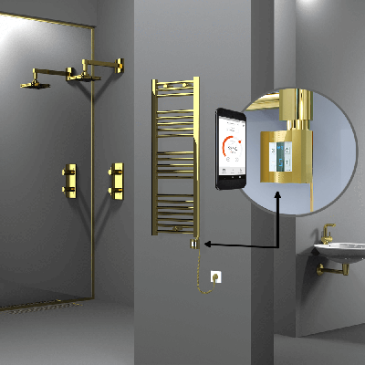 Radiva - HAITI Elektrikli Havlupan 400x1100 Düz Altın (KTX4 Termostat) 300W Spiral Kablolu