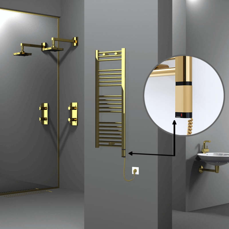 HAITI Elektrikli Havlupan 400x1100 Düz Altın (OneD On/Off ) Sağ 300W - 1HAI04001100DK2PE8030