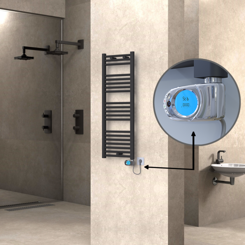 HAITI Elektrikli Havlupan 400x1100 Düz Antrasit (Musa Termostat) 600W - 1HAI04001100DB2TE3060