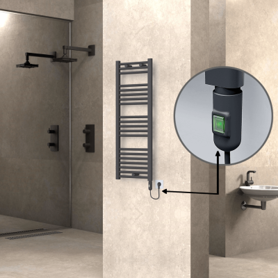 Radiva - HAITI Elektrikli Havlupan 400x1100 Düz Antrasit (On/Off Düğmeli) 600W (1)