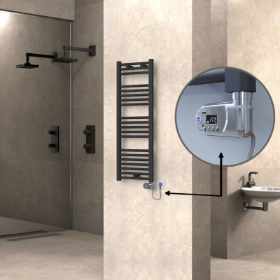 Radiva - HAITI Elektrikli Havlupan 400x1100 Düz Antrasit (Thesis Termostat) 600W (1)